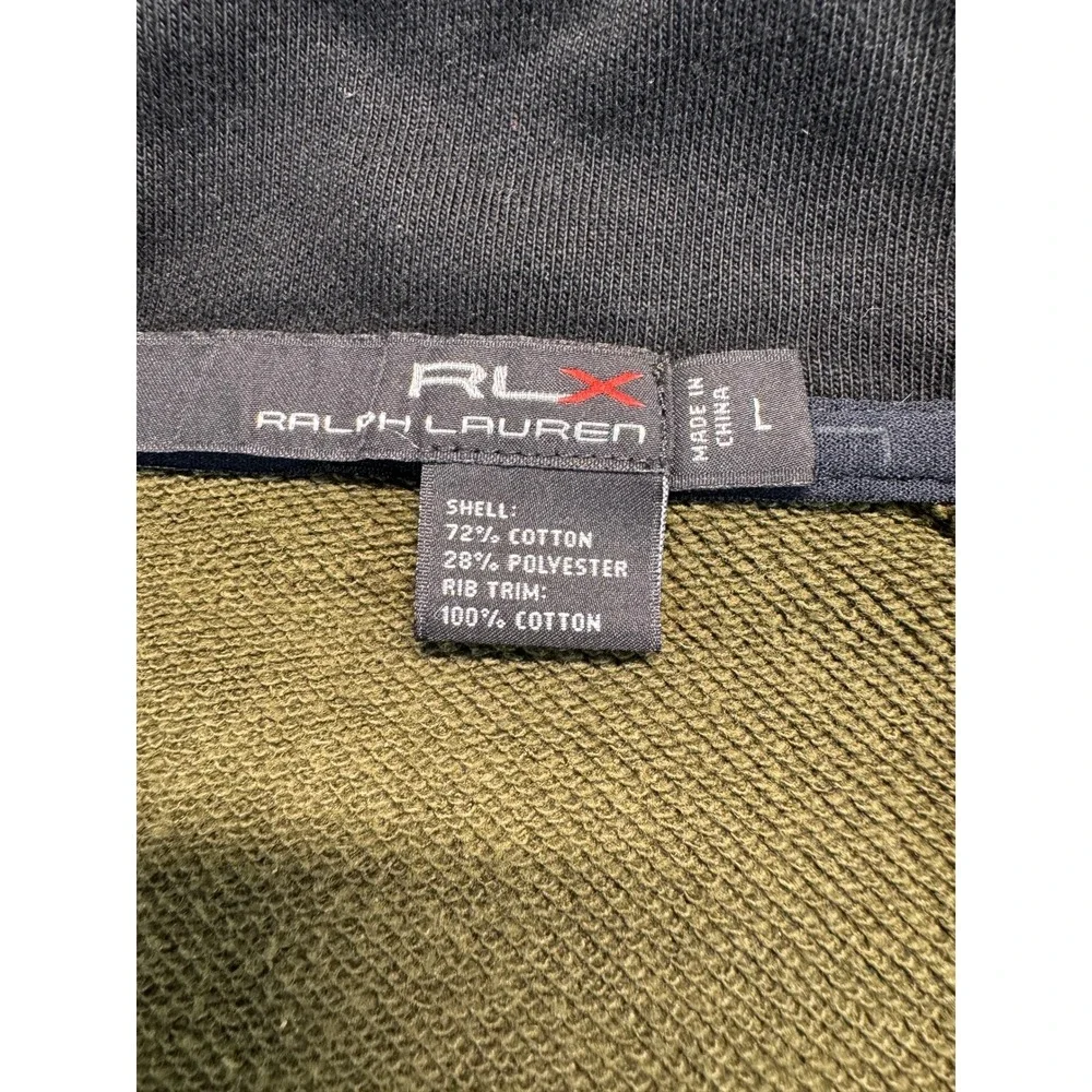 RLX Ralph Lauren Quarter Zip Mens Large Olive Green Expedition Tech Pullover